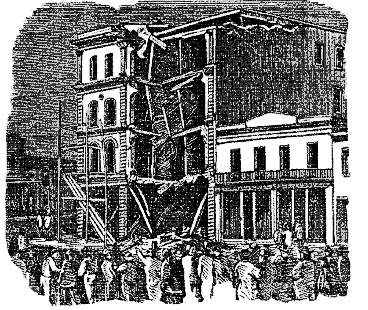 Image of partially
collapsed building, described in above quote